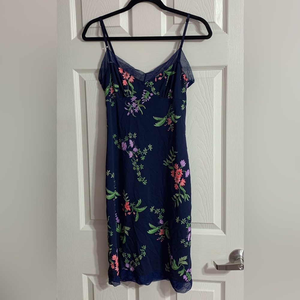 VTG BCBG navy floral slip dress - small